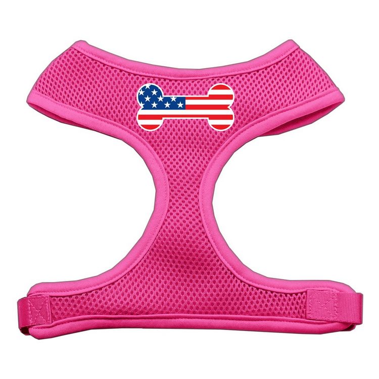 Bone Flag USA Screen Print Screen Print Mesh Pet Harness Pink